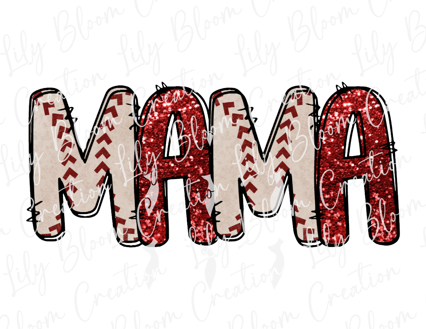 Baseball MAMA Red Glitter