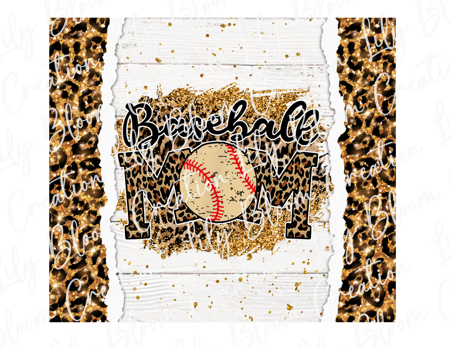 Glitter Leopard Baseball Mom Tumbler