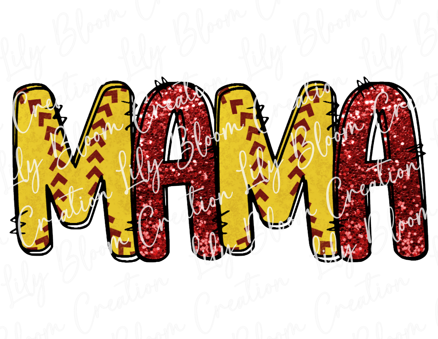 Softball MAMA w/ Red Glitter