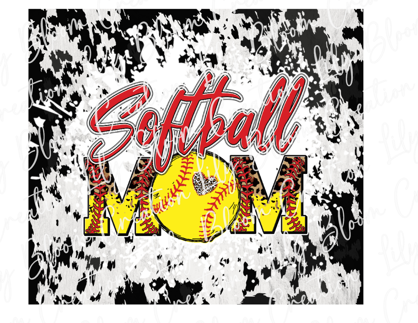 Cowhide Softball Mom Tumbler