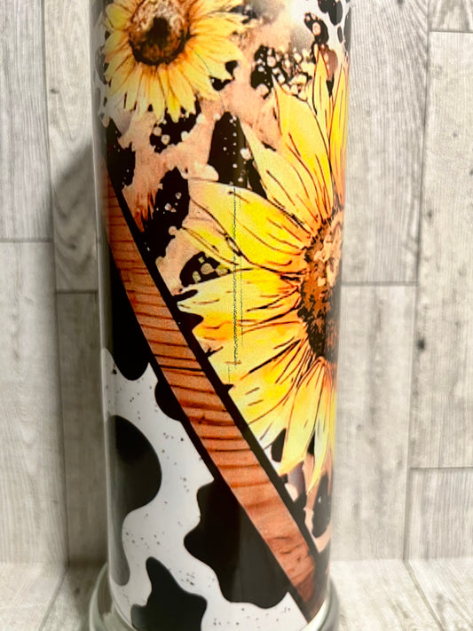 Cowhide & Sunflowers- 20 oz